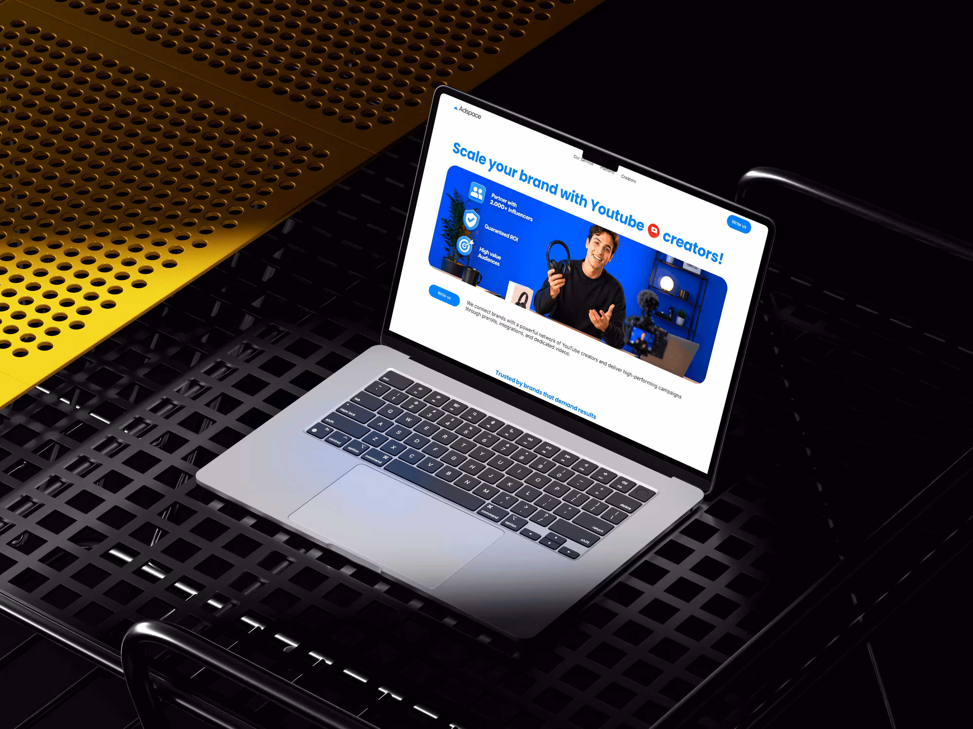Adspace website displayed on a laptop